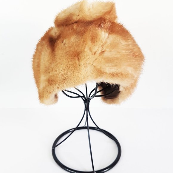 Rare Blonde Mink Fur Beret Hat, Vintage Brown Mink Fur Beret - Picture 6 of 10